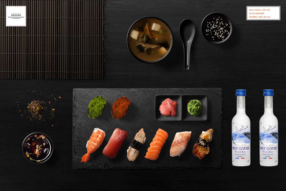 Grey Goose Vodka 5cl và Sushi Grey Goose Vodka 50ml và sushi