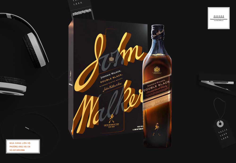 Hình ảnh rượu Johnnie Walker Double Black Label hộp quà tết 2022 cho biếu tặng tết nguyên đán