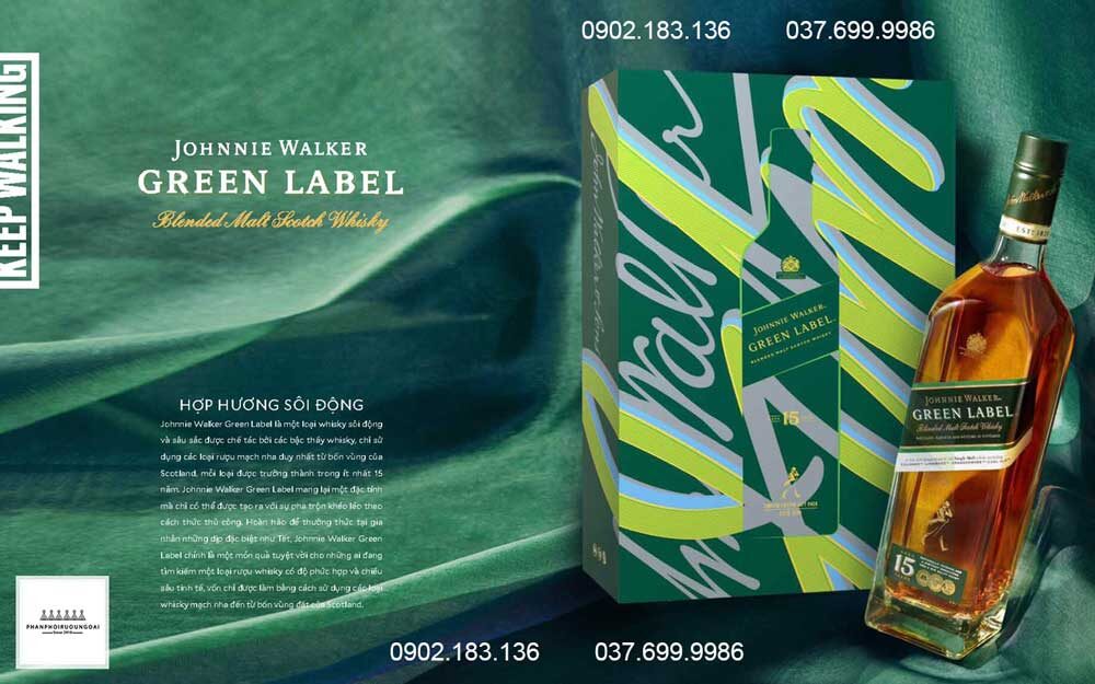 Johnnie Walker Green Label hộp quà tết 2022 hợp hương sôi động Johnnie Walker Green Label hộp quà tết 2022 hợp hương sôi động