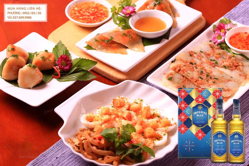 Rượu Imperial Blue hộp quà tết 2023 Món ăn ngon và rượu Imperial Blue năm 2023