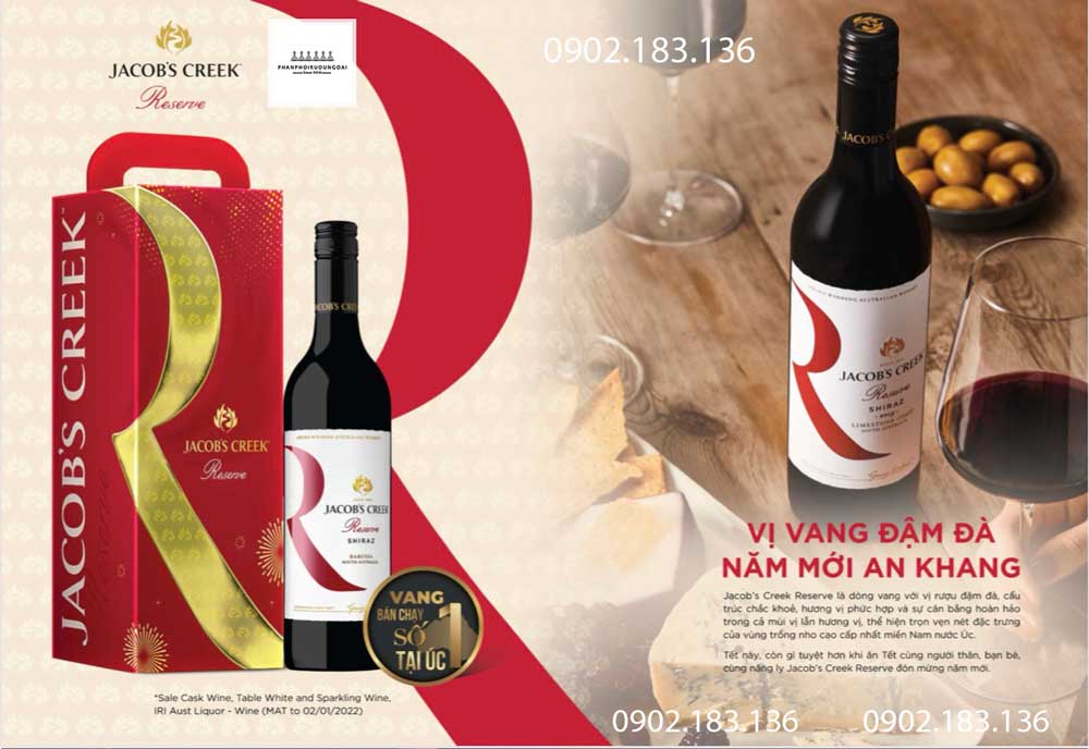 Rượu vang Jacob's Creek Reserve Shiraz là loại rượu vang với hương vị đậm đà 