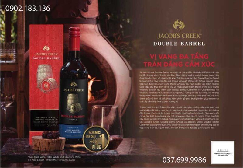 Rượu vang Úc Jacob's Creek Double Barrel vị vang đa tầng tráo dâng cảm xúc