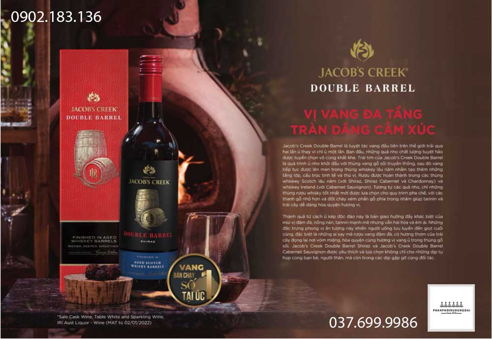 Rượu vang Úc Jacob's Creek Double Barrel vị vang đa tầng tráo dâng cảm xúc 