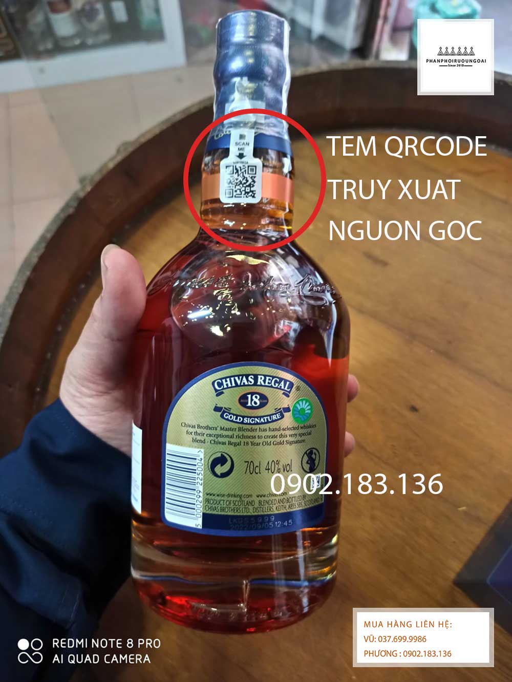 Tem QrCode giúp truy xuất nguồn gốc sản phâm rượu Chivas 18 