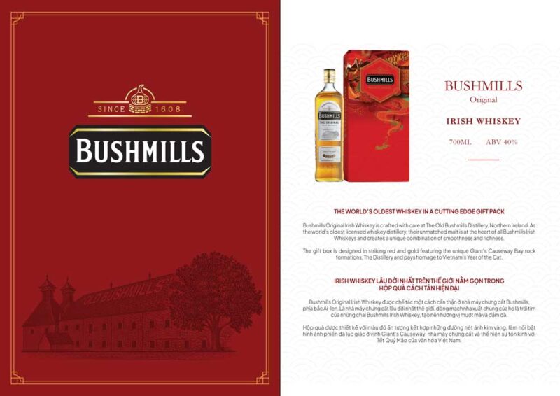 Rượu Bushmills Original hộp quà tết 2023 Rượu Bushmills Original dành cho tết nguyên đán 2023