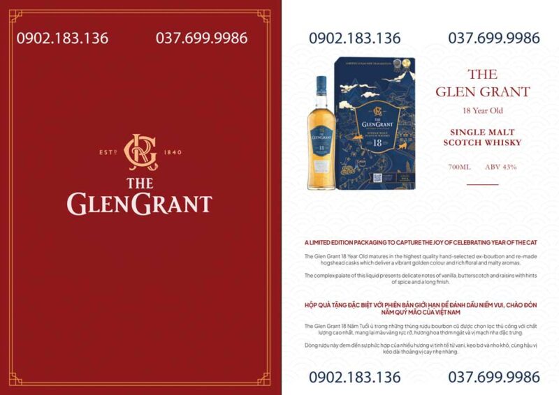 Ảnh Catalog Rượu Glen Grant 18 năm hộp quà tết 2023