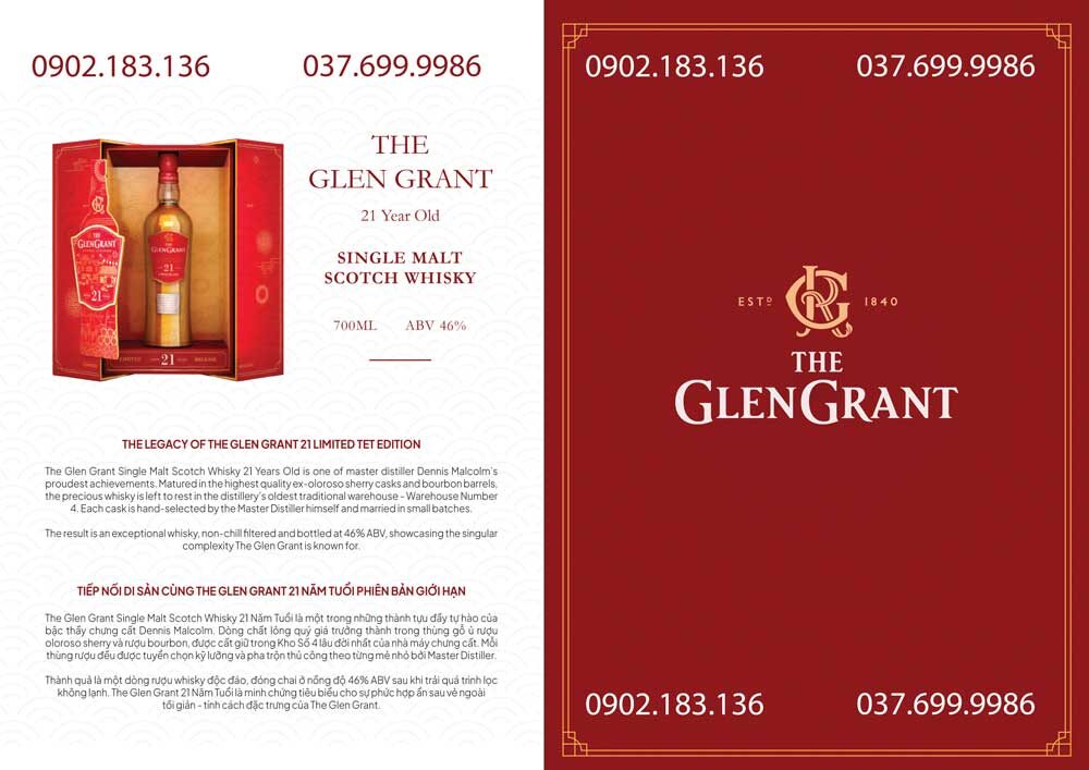 Rượu The Glen Grant 21 năm Rượu The Glen Grant 21 năm tiếp nối di sản của bậc thầy hầm rượu
