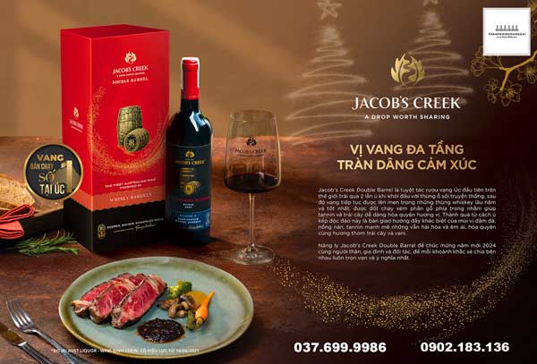 Hộp đơn rượu vang Jacob's Creek Double Barrel tết 2024