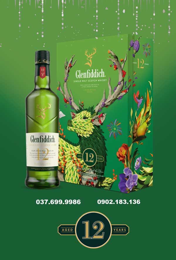 Rượu Glenfiddich 12 hộp quà tết 2024 Hộp quà tết rượu Glenfiddich 12 Yo