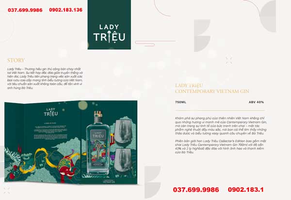 Rượu Lady Triệu Vietnam Gin hộp quà tết 2024