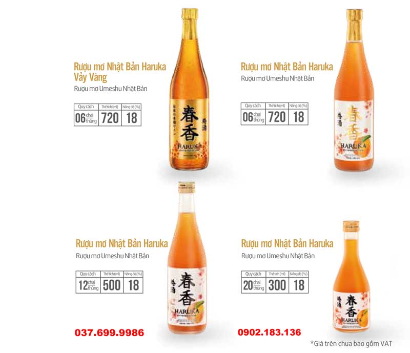 Các sản phẩm rượu Haruka vàng tết 2024