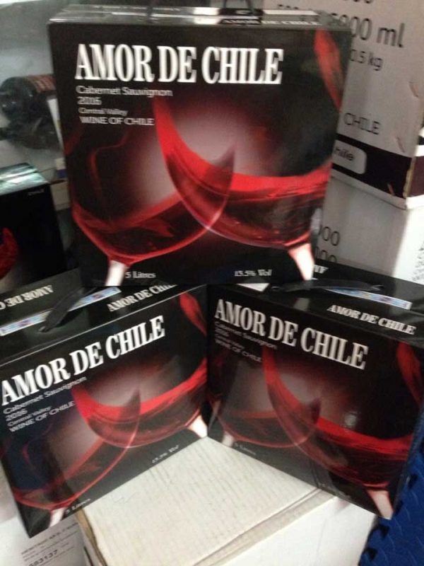 Ảnh thực tế rượu vang bịch Amor de Chile 5 lít